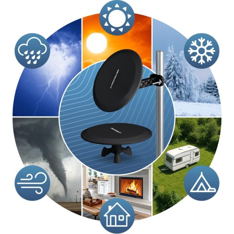 Antena wewnętrzna zewnętrzna TV ultra HD 4K Berdsen BD-955 czarna