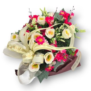 WYJĄTKOWA WIĄZANKA POGRZEBOWA WIENIEC SZTUCZNE KWIATY + WŁASNY NAPIS