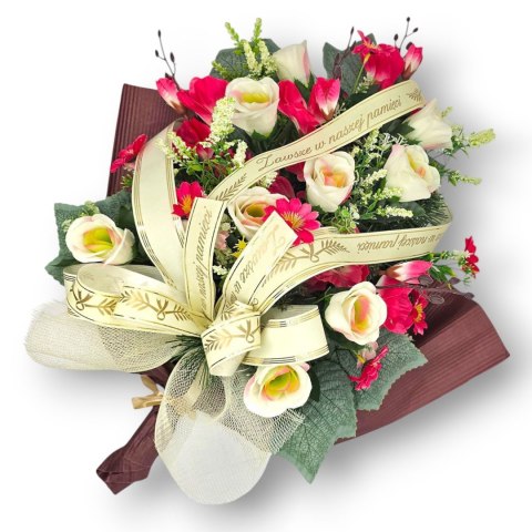 WYJĄTKOWA WIĄZANKA POGRZEBOWA WIENIEC SZTUCZNE KWIATY + WŁASNY NAPIS