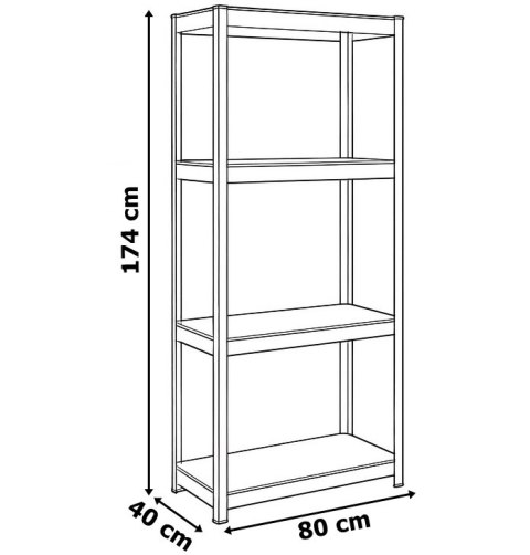 Regał magazynowy 4 poziomy 174x80x40 150 kg srebrny