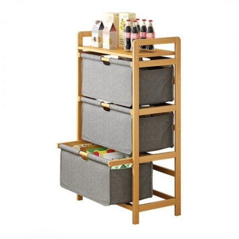 Bambusowy regał, szafka z materiałowymi szufladami 32 x 45 x 96cm SZ43