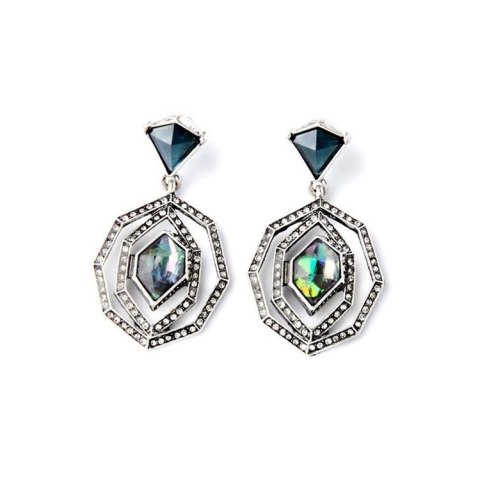 KOLCZYKI BLUE OPAL STONE WYSADZANE KRYSZTAŁKAMI