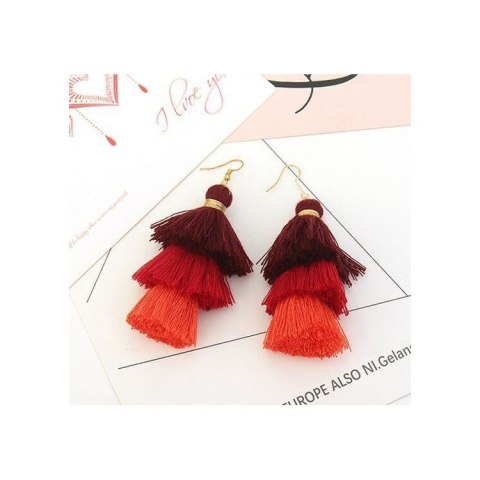 KOLCZYKI CHWOSTY CZERWONE K866CZE