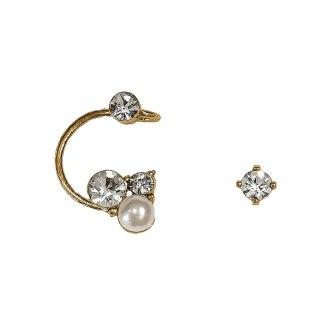 Kolczyki nausznica złoty z cyrkoniami i perełką K326Z