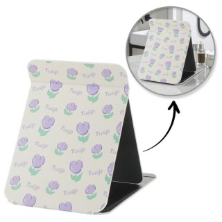 Lusterko kosmetyczne z ekoskóry, otwierane, strojące duże, tulipany 15 x 21 cm L22