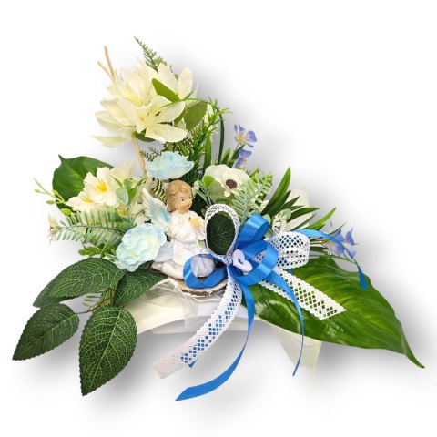 MAŁY STROIK Z ANIOŁKIEM NA CMENTARZ KWIATY NA GRÓB POMNIK GROBEK DZIECKA