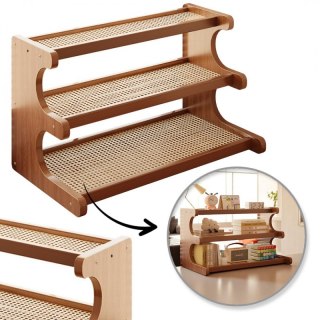 Wielofunkcyjny 3-poziomowy regał bambusowo - rattanowy, półka na biurko 19x50x31 cm SZ49