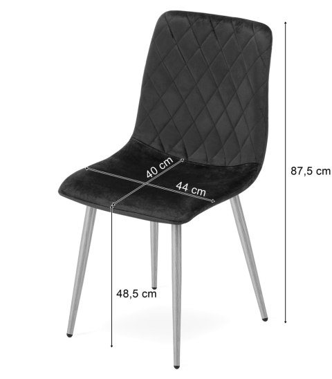 Krzesło TURIN - różowy aksamit / nogi czarne x 1