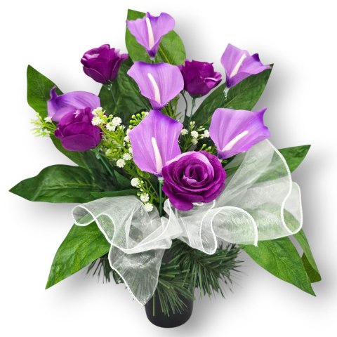 BUKIET WKŁAD DO WAZONU KWIATY STROIK NA CMENTARZ GRÓB POMNIK