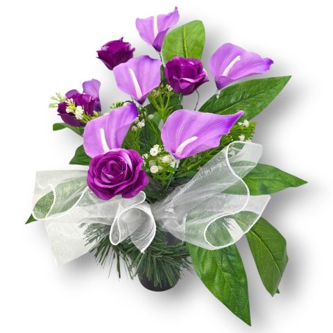 BUKIET WKŁAD DO WAZONU KWIATY STROIK NA CMENTARZ GRÓB POMNIK