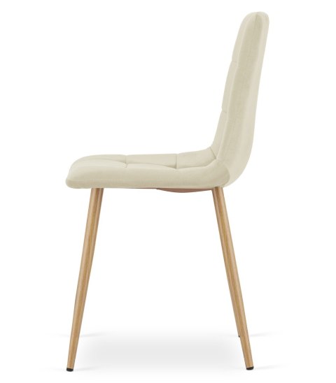 Krzesło KARA - jasny beż aksamit / nogi kolor drewna x 3