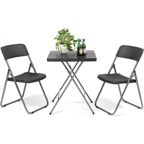 Zestaw Mebli ogrodowych 3w1 Stół + 2 krzesła imitacja rattanu, balkonowy Czarny SC07