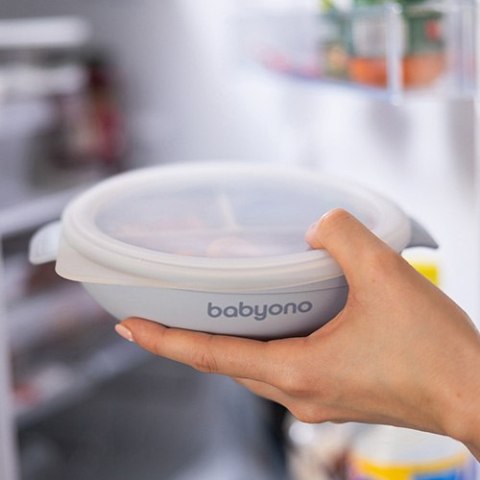 1661/01 TALERZ SILIKONOWY Z PRZYSSAWKĄ I PRZYKRYWKĄ NIEBIESKI