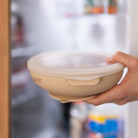 1661/03 TALERZ SILIKONOWY Z PRZYSSAWKĄ I PRZYKRYWKĄ BEŻOWY