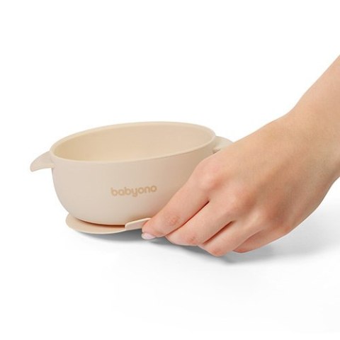 1662/03 MISECZKA Z PRZYSSAWKA I PRZYKRYWKĄ SILIKONOWA BEŻOWY