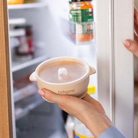 1662/03 MISECZKA Z PRZYSSAWKA I PRZYKRYWKĄ SILIKONOWA BEŻOWY