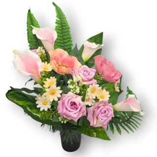 BUKIET FLAKON WKŁAD DO WAZONU KWIATY NA CMENTARZ GRÓB POMNIK