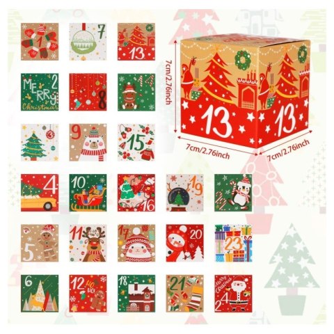 Kalendarz adwentowy DIY 24 kolorowe pudełeczka do otwierania piękny wzór KSN101