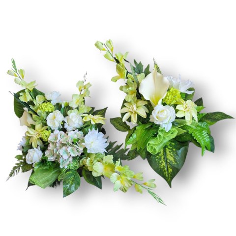 KOMPOZYCJA KOMPLET ZESTAW NA CMENTARZ STROIK NA GRÓB MISKA + BUKIET