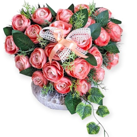 STROIK NA POMNIK KOMPOZYCJA KWIATOWA NA GRÓB SERCE NAGROBNE