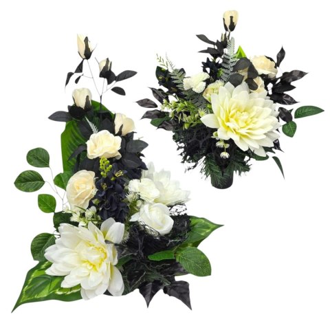 KOMPLET ZESTAW NA CMENTARZ STROIK I BUKIET KWIATY NA GRÓB POMNIK