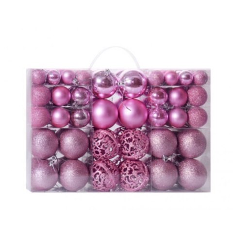 Komplet bombek bożonarodzeniowych 100 szt w opakowaniu różowe BSN07WZ4