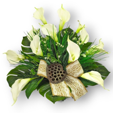 ZESTAW KOMPLET NA CMENTARZ STROIK I BUKIET KWIATY NA GRÓB POMNIK