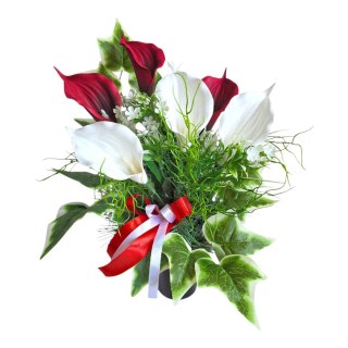 Komplet zestaw na cmentarz mała miska bukiet kwiaty na grób