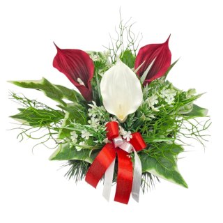 Stroik na cmentarz kwiaty na grób pomnik mała misa z obciążeniem