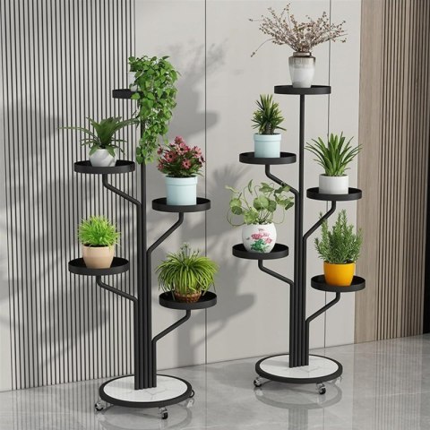 Kwietnik, regał, stojak na kwiaty metalowy okrągły na kółkach 130х40cm SZ38CZ