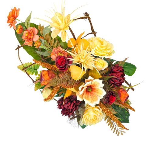 Nowoczesny stroik na cmentarz kwiaty wiązanka miska na grób wszystkich świętych