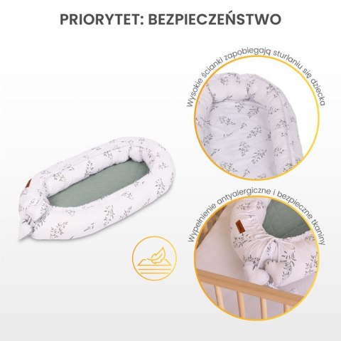 KOKON MUŚLIN GAŁĄZKA ZIELONY 80x45 + PODUSZKA