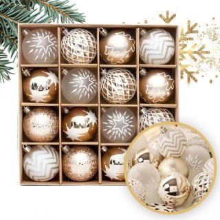 Komplet 16 sztuk bombek bożonarodzeniowych w opakowaniu średnica 6cm złote BSN55
