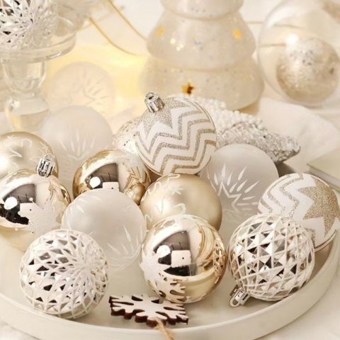 Komplet 16 sztuk bombek bożonarodzeniowych w opakowaniu średnica 6cm złote BSN55