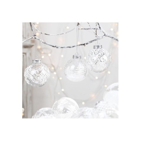 Komplet bombek bożonarodzeniowych 9 szt. opakowaniu białe średnica 8cm BSN42