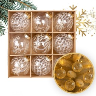 Komplet bombek bożonarodzeniowych 9 szt. opakowaniu białe średnica 8cm BSN61