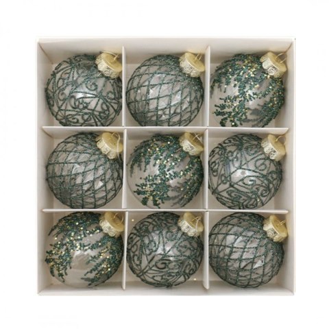 Komplet bombek bożonarodzeniowych 9 szt. opakowaniu białe średnica 8cm BSN62