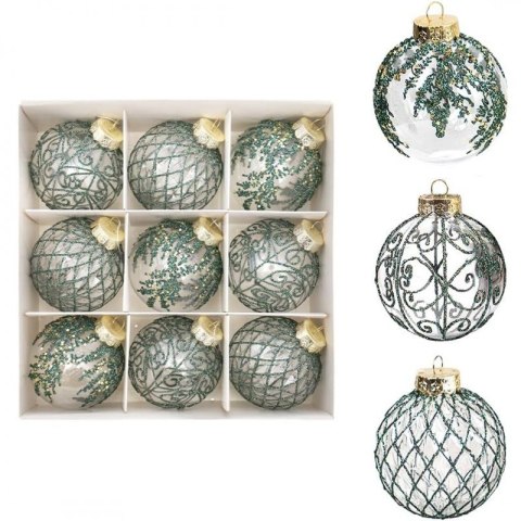 Komplet bombek bożonarodzeniowych 9 szt. opakowaniu białe średnica 8cm BSN62