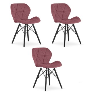 Krzesło LAGO Aksamit - ciemny róż / nogi czarne x 3