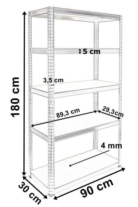 Regał magazynowy Conor 875 kg 180 x 90 x 30 cm