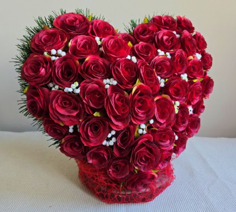 PRZEPIĘKNE DUŻE SERCE XL Z CZERWONYCH RÓŻ NA CMENTARZ WSZYSTKICH ŚWIĘTYCH