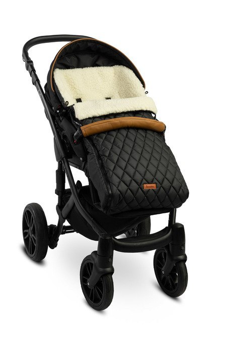 ŚPIWOREK PIKOWANY WEŁNA - BLACK DO WÓZKA