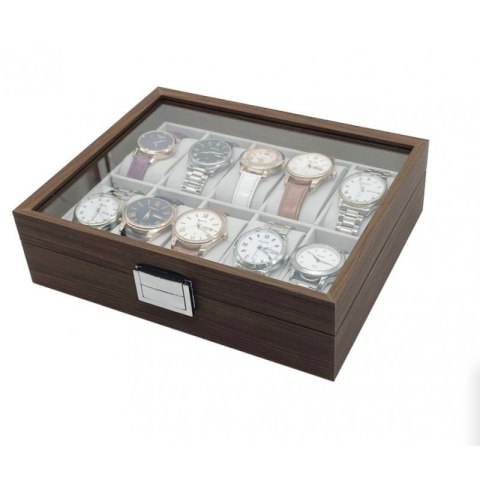 Szkatułka na 10 zegarków, etui, organizer zamykany ze szkłem 26x21cm PDMDF05