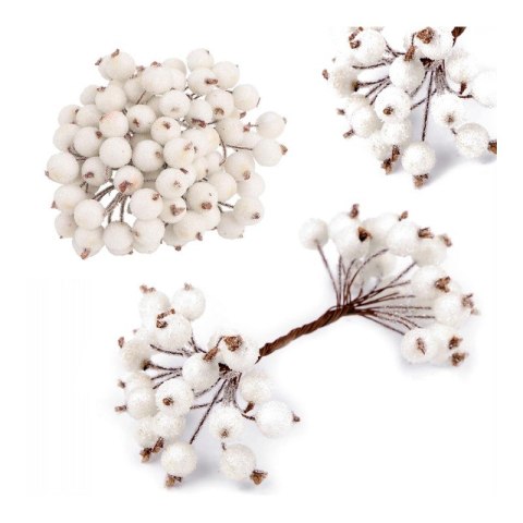 Mroźna jarzębina biała sztuczna 20szt wiązka GLZ01