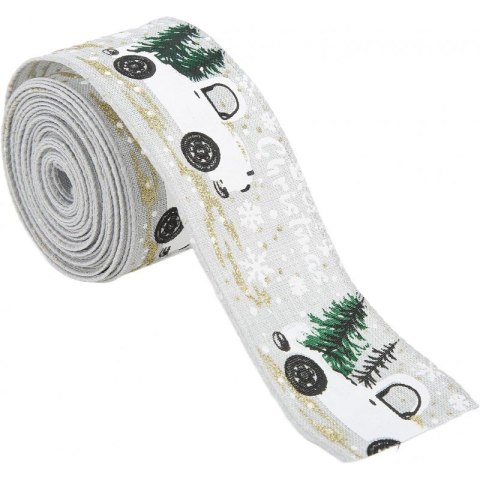 Taśma świąteczna na kokardę, wstążka na prezent Bożonarodzeniowa 5cm x 2m KSN131