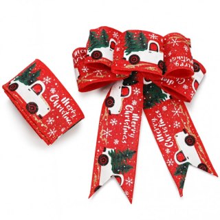 Taśma świąteczna na kokardę, wstążka na prezent Bożonarodzeniowa 5cm x 2m KSN133