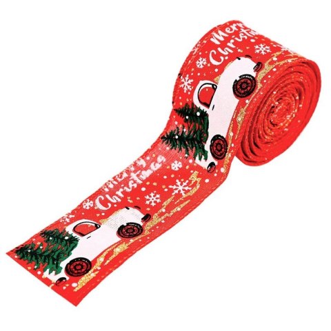 Taśma świąteczna na kokardę, wstążka na prezent Bożonarodzeniowa 5cm x 2m KSN133