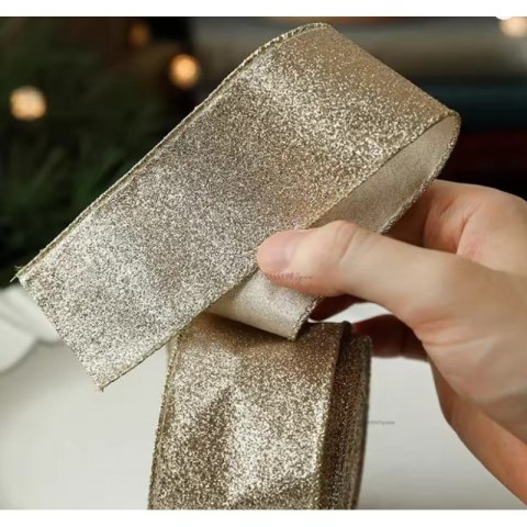 Taśma świąteczna na kokardy, wstążka na prezent Bożonarodzeniowa 5cm x 2m KSN137