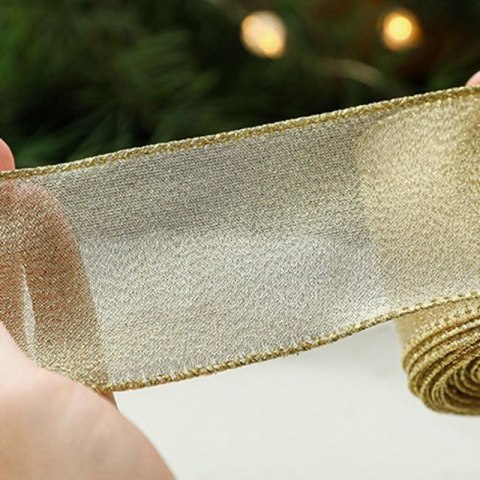 Taśma świąteczna na kokardy, wstążka na prezenty Bożonarodzeniowa 6,3cm x 2m KSN136