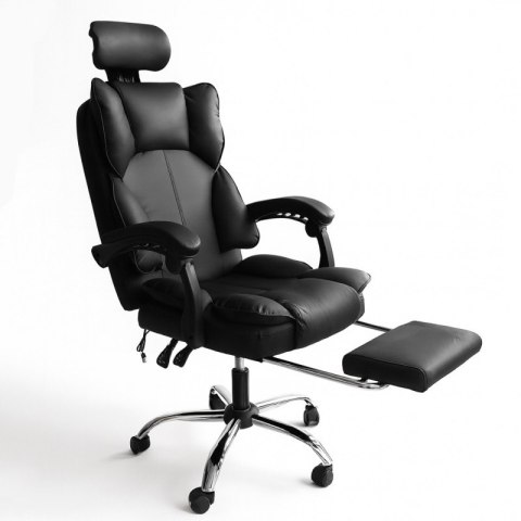 Fotel biurowy obrotowy Titan z podnóżkiem - czarny MATERIAŁ KO49CZ